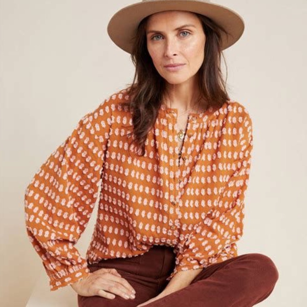 Pilcro By Anthropologie Textured Button Up Blouse… - image 1
